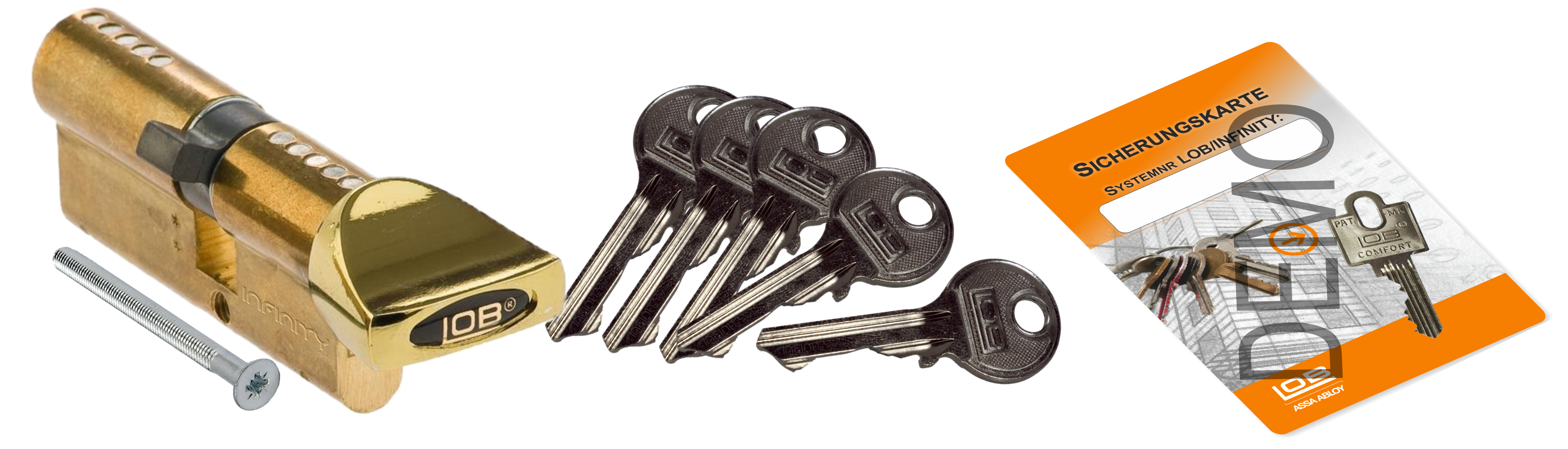 Ein Schlüssel ASSA ABLOY LOB STD Schlüssel-System Knaufzylinder mit 5